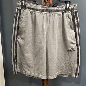 Adidas Men's Athletic Gray Shorts with Black Stripes